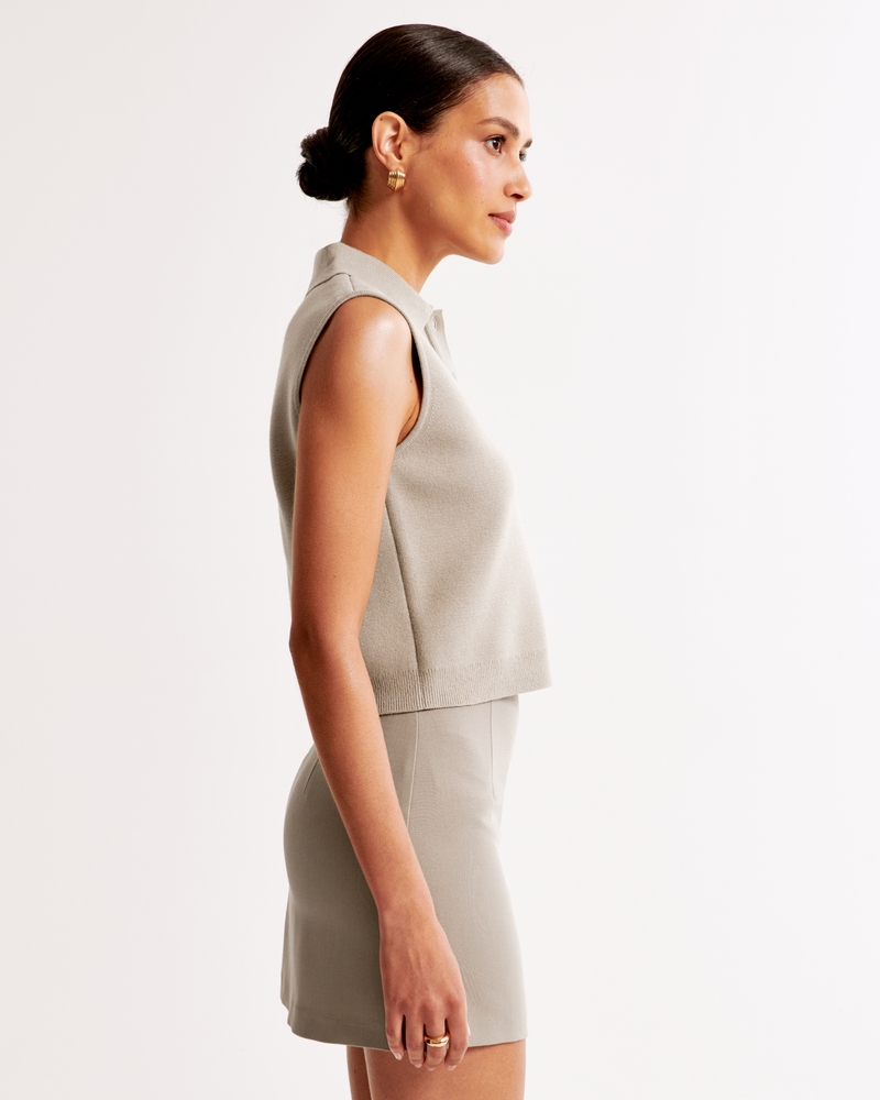 LuxeLoft Sleeveless Notch-Neck Top(taupe,XXS)