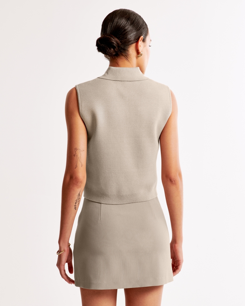 LuxeLoft Sleeveless Notch-Neck Top(taupe,XXS)