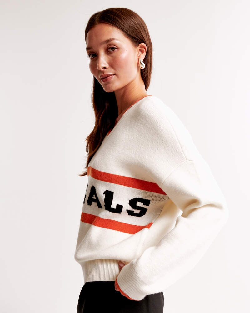 Cincinnati Bengals LuxeLoft V-Neck Sweater(white - bengals,XXS)