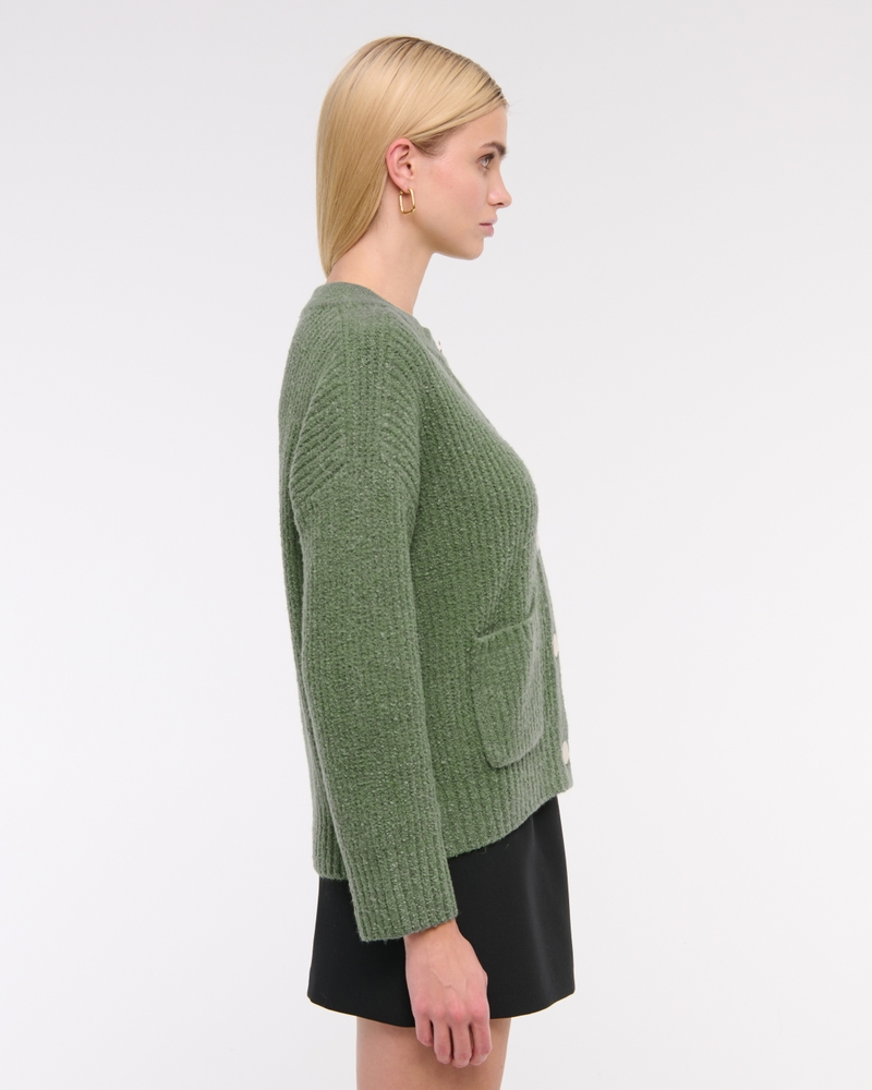 Relaxed Hardware Crew Cardigan(green,XXS)