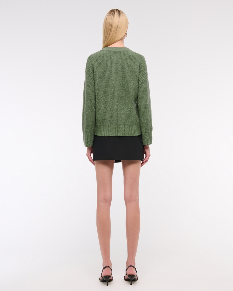 Relaxed Hardware Crew Cardigan(green,XXS)