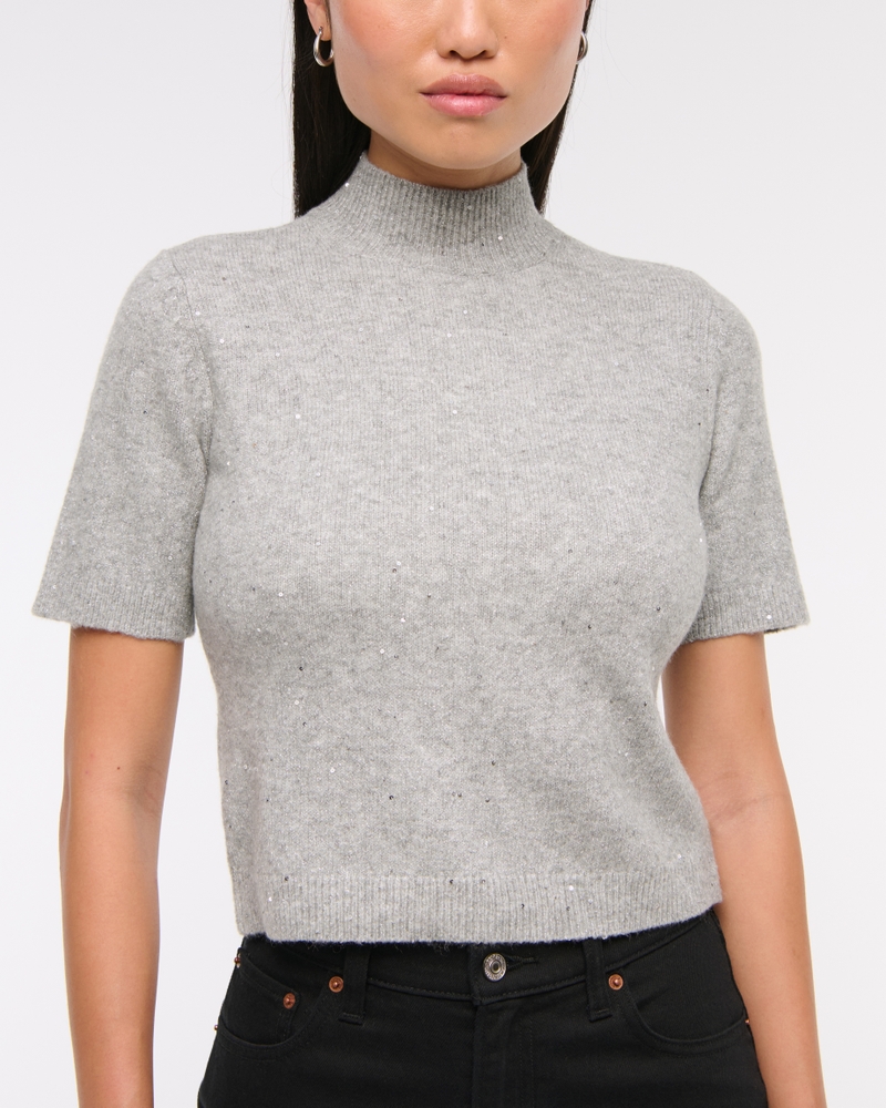 Lurex Mockneck Sweater Tee(gray shine,XXS)
