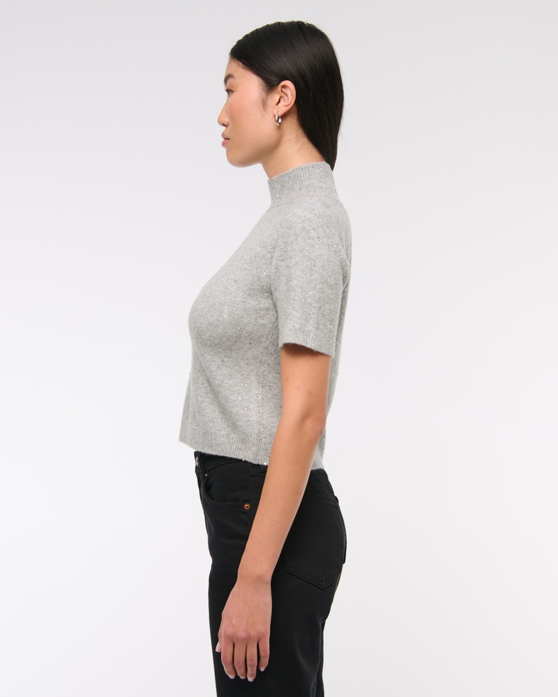 Lurex Mockneck Sweater Tee(gray shine,XXS)