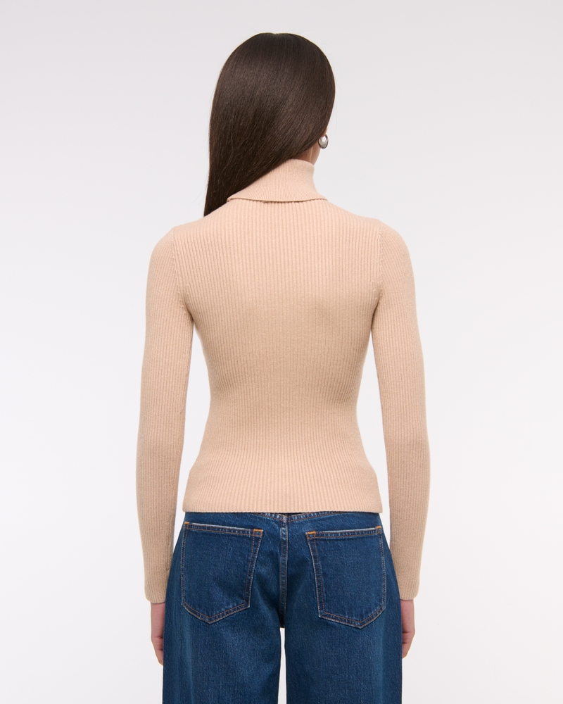 LuxeLoft Lurex Slim Ribbed Turtleneck Top(light brown with gold lurex,XXS)