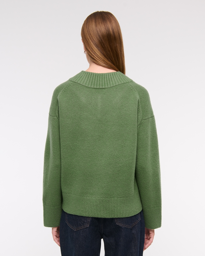 High V-Neck Sweater(green,XXS)