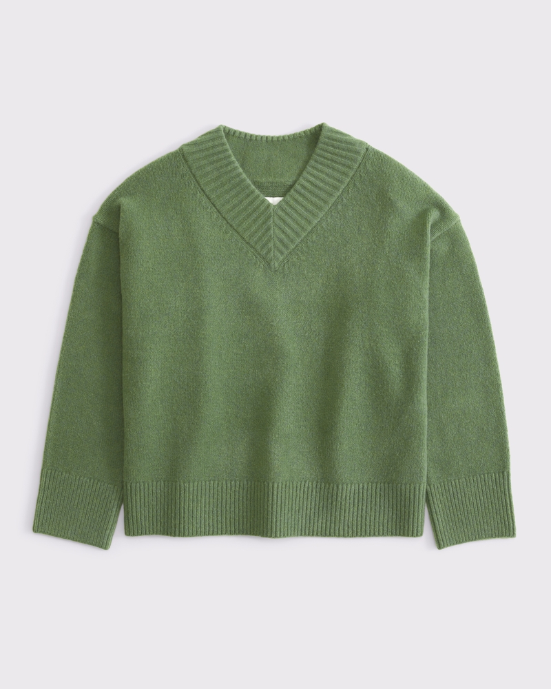 High V-Neck Sweater(green,XXS)