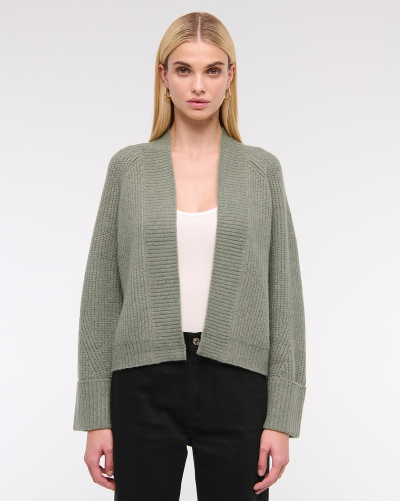 Ribbed Non-Closure Cardigan