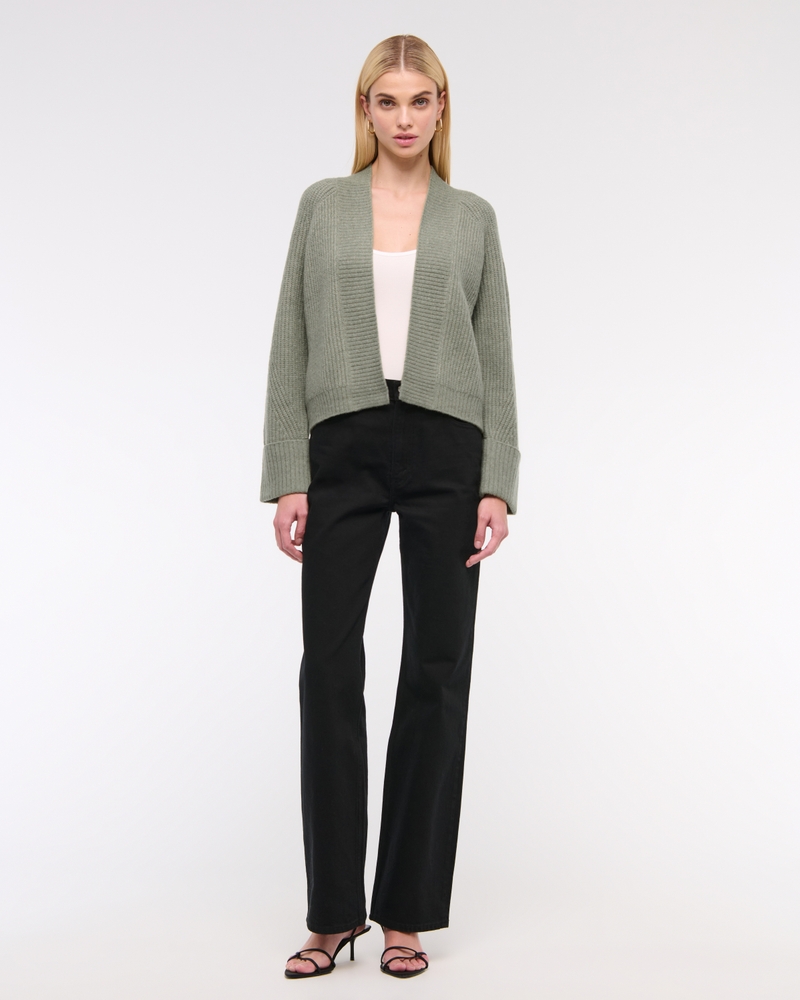 Ribbed Non-Closure Cardigan(frosty olive,XXS)