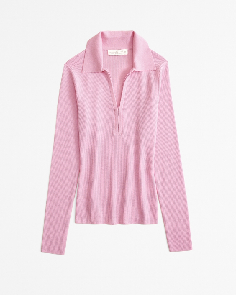 Merino Wool Half-Zip Polo
