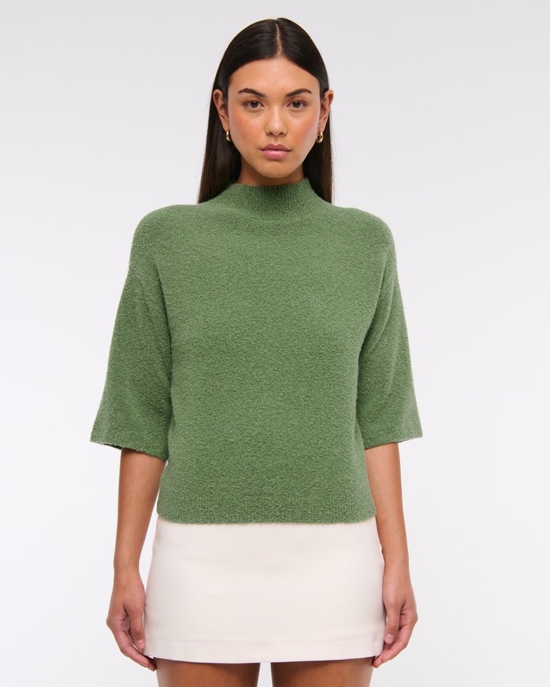 Boucle Mockneck Sweater Tee(green,XXS)