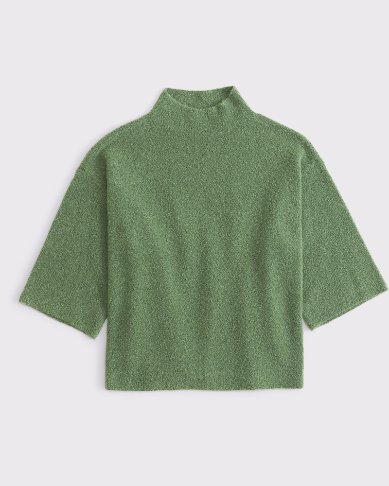 Boucle Mockneck Sweater Tee(green,XXS)