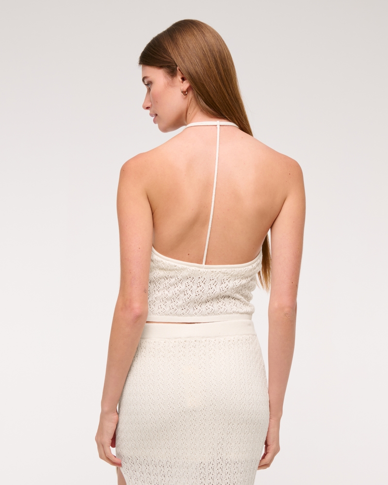 Crochet-Style Open Back Tank(cream,XXS)