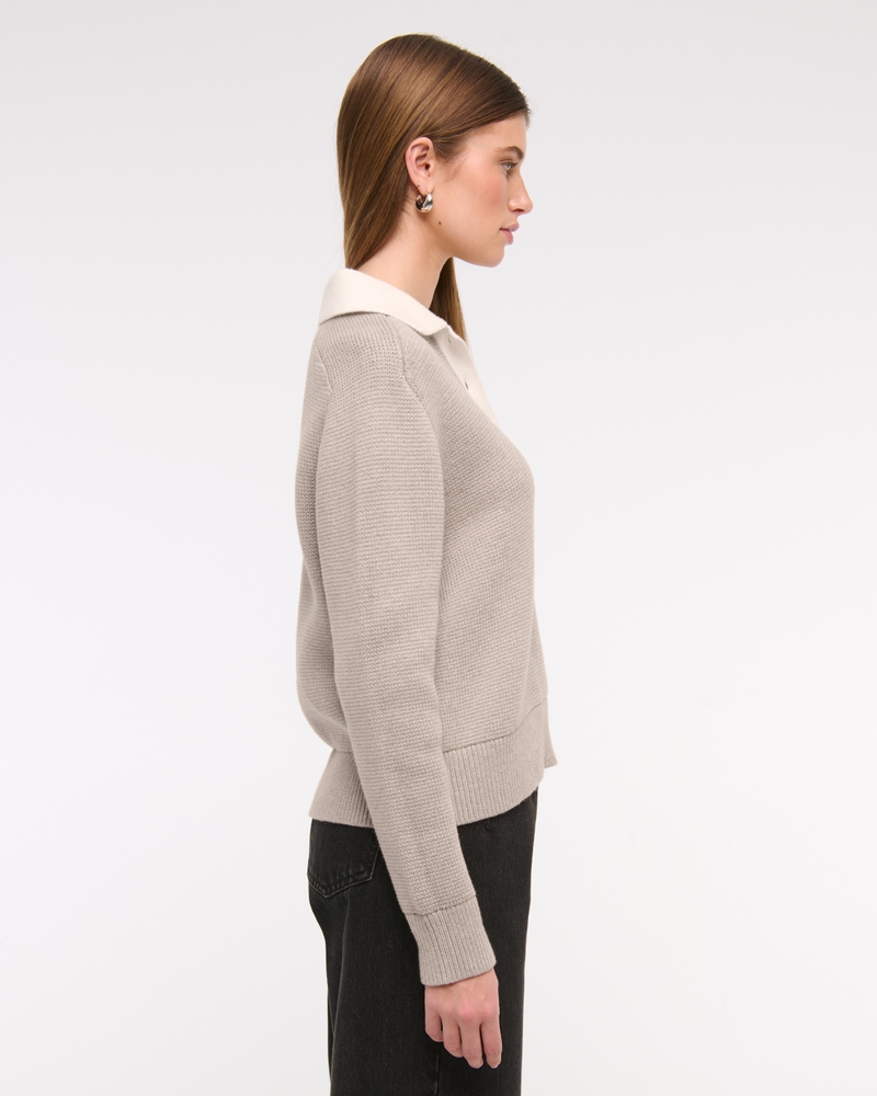 Easy Long-Sleeve Sweater Polo(sand,XXS)