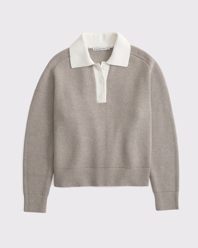 Easy Long-Sleeve Sweater Polo(sand,XXS)