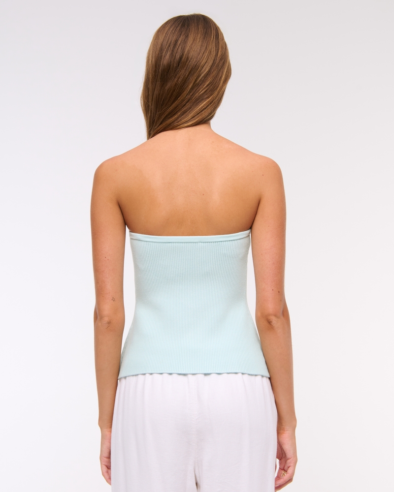 Ottoman Button-Front Tube Top(light aqua,XXS)