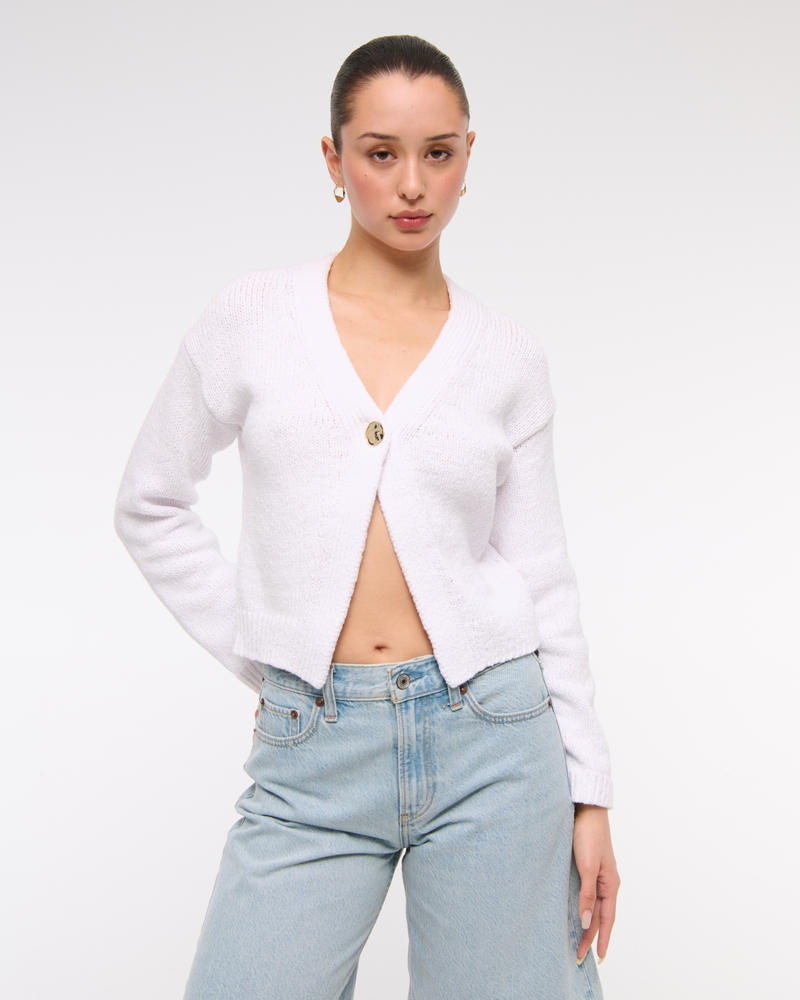 Textural 1-Button Cardigan