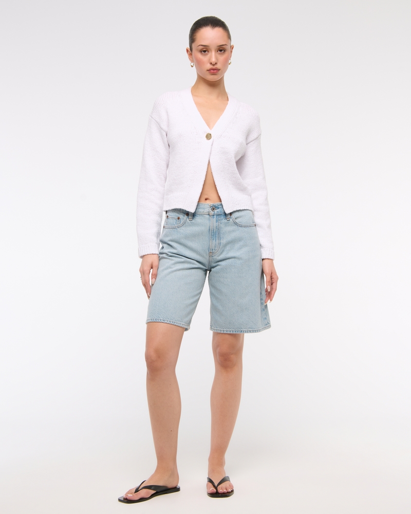 Textural 1-Button Cardigan(white,XXS)