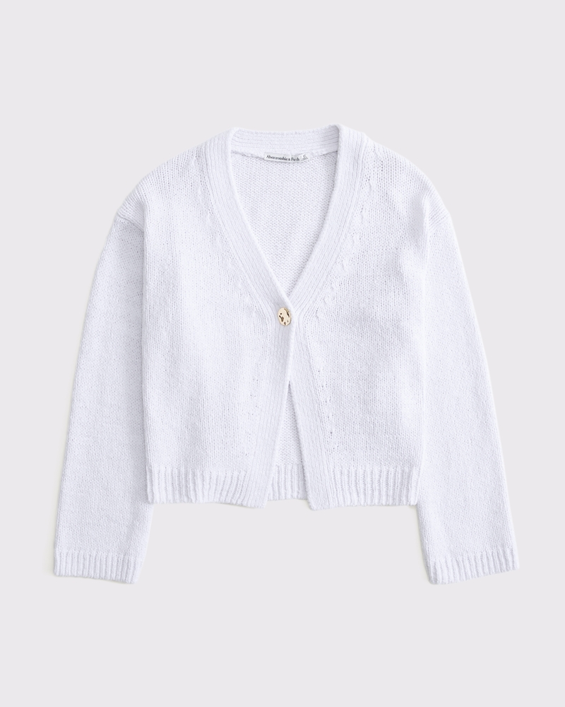 Textural 1-Button Cardigan(white,XXS)