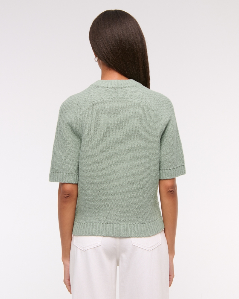 The A&F Madeline Textural Crew Sweater Tee(green,XXS)