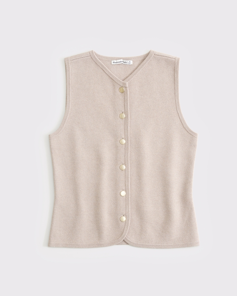 The A&F Mara High-V LuxeLoft Sweater Vest(sand,XXS)