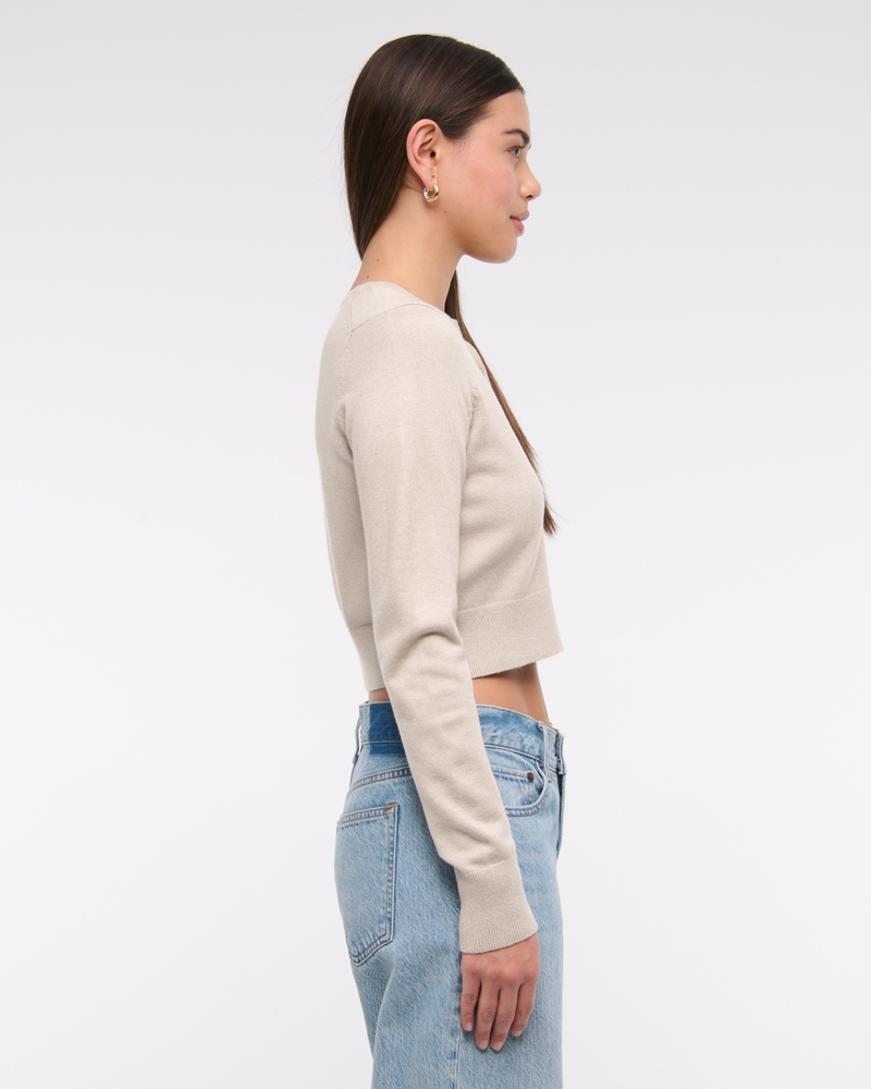 LuxeLoft Shrunken Crew Cardigan(oatmeal,XXS)