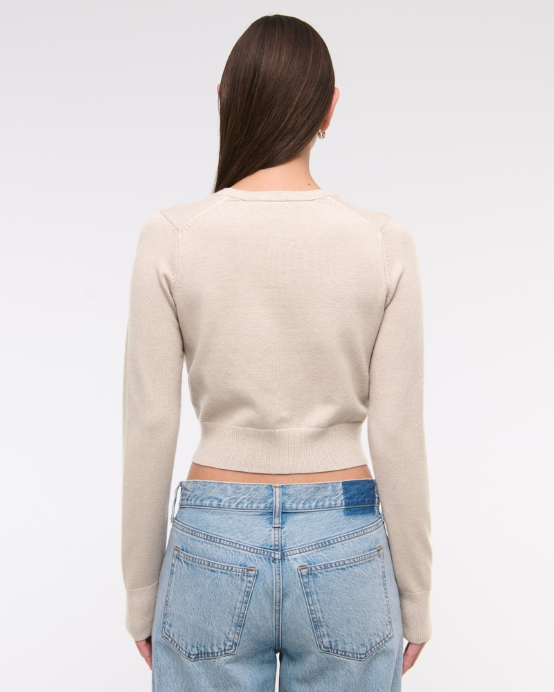 LuxeLoft Shrunken Crew Cardigan(oatmeal,XXS)