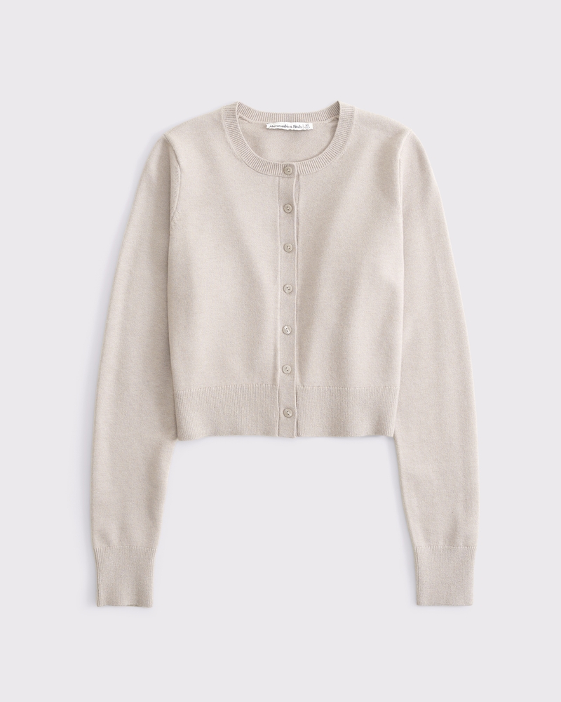 LuxeLoft Shrunken Crew Cardigan(oatmeal,XXS)