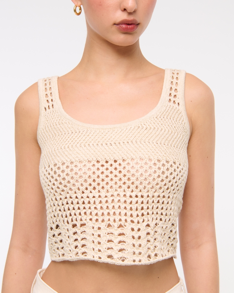 Open-Stitch Lurex Sweater Tank(vanilla shimmer,XXS)