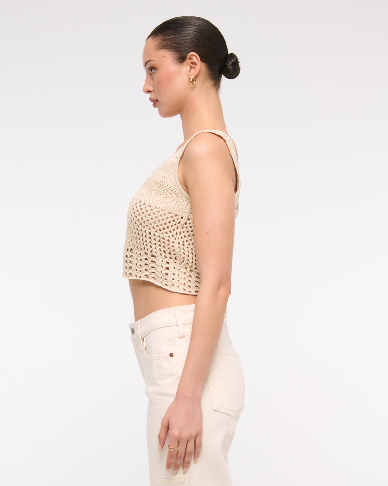 Open-Stitch Lurex Sweater Tank(vanilla shimmer,XXS)