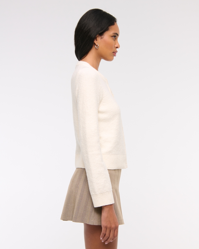 Textural Crew Cardigan(cream,XXS)