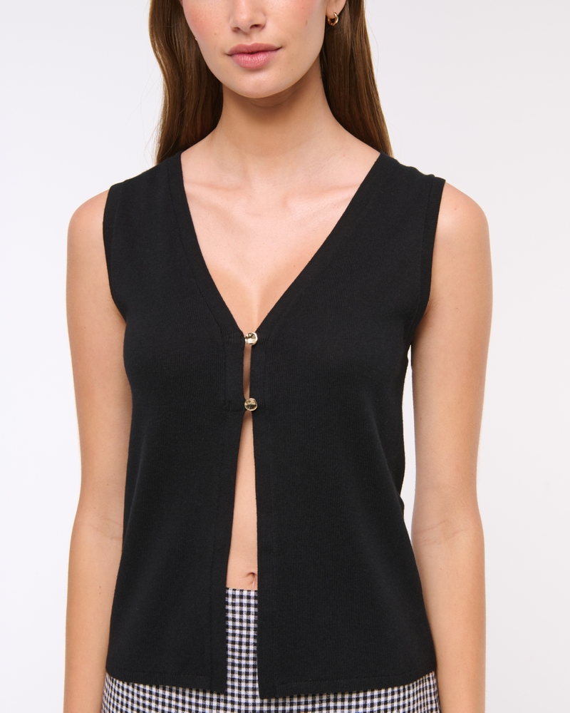 V-Neck Cutaway Sweater Vest(black,XXS)