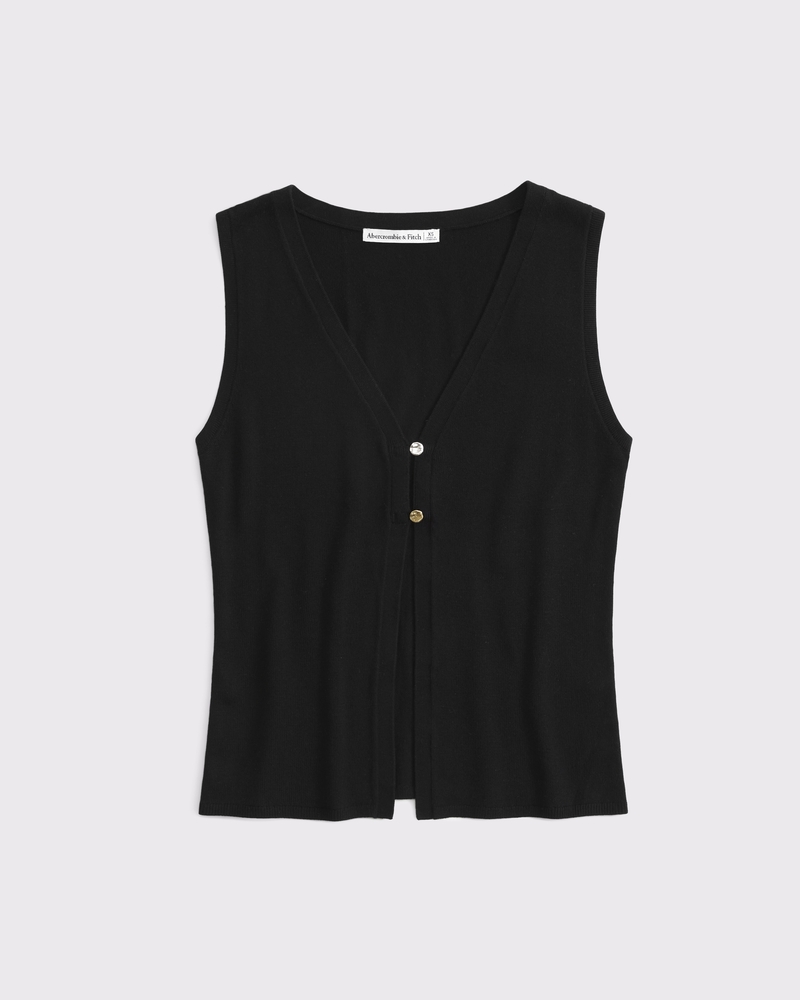 V-Neck Cutaway Sweater Vest(black,XXS)