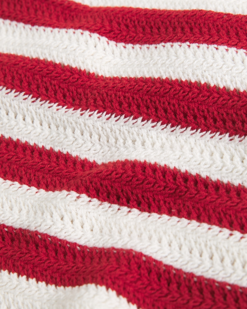 Crochet-Style Tube Top(red stripe,XXS)
