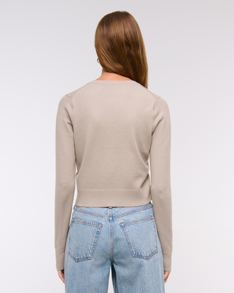 LuxeLoft Shrunken Crew Cardigan(sand,XXS)