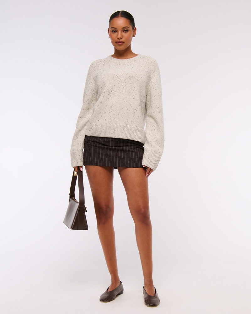 The A&F Madeline Eyelash Crew Sweater(cream,XXS)