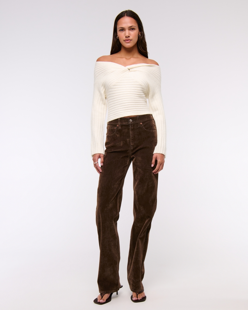 Off-The-Shoulder Twist Sweater(cream,XXS)