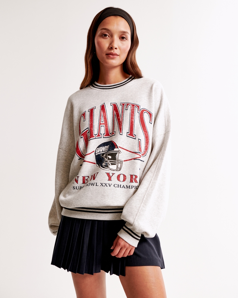 New York Giants Graphic Oversized Sunday Crew(gray - giants,XXS)