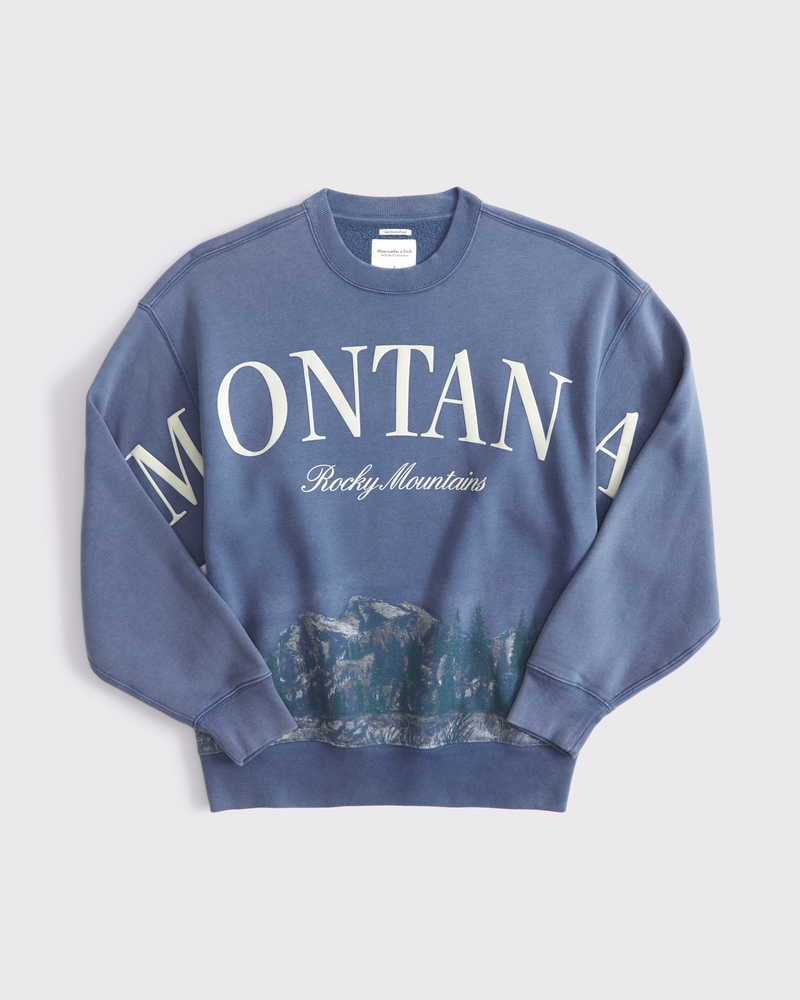 Scenic Rocky Mountains Vintage Sunday Crew(royal indigo,XXS)