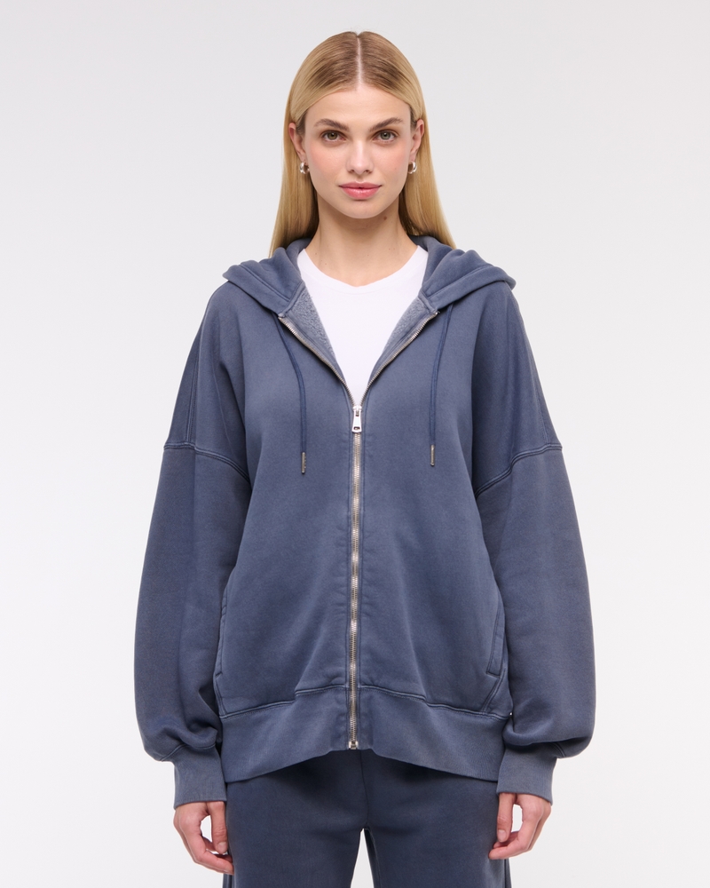Essential Oversized Sunday Hooded Full-Zip(vintage indigo,XXS)