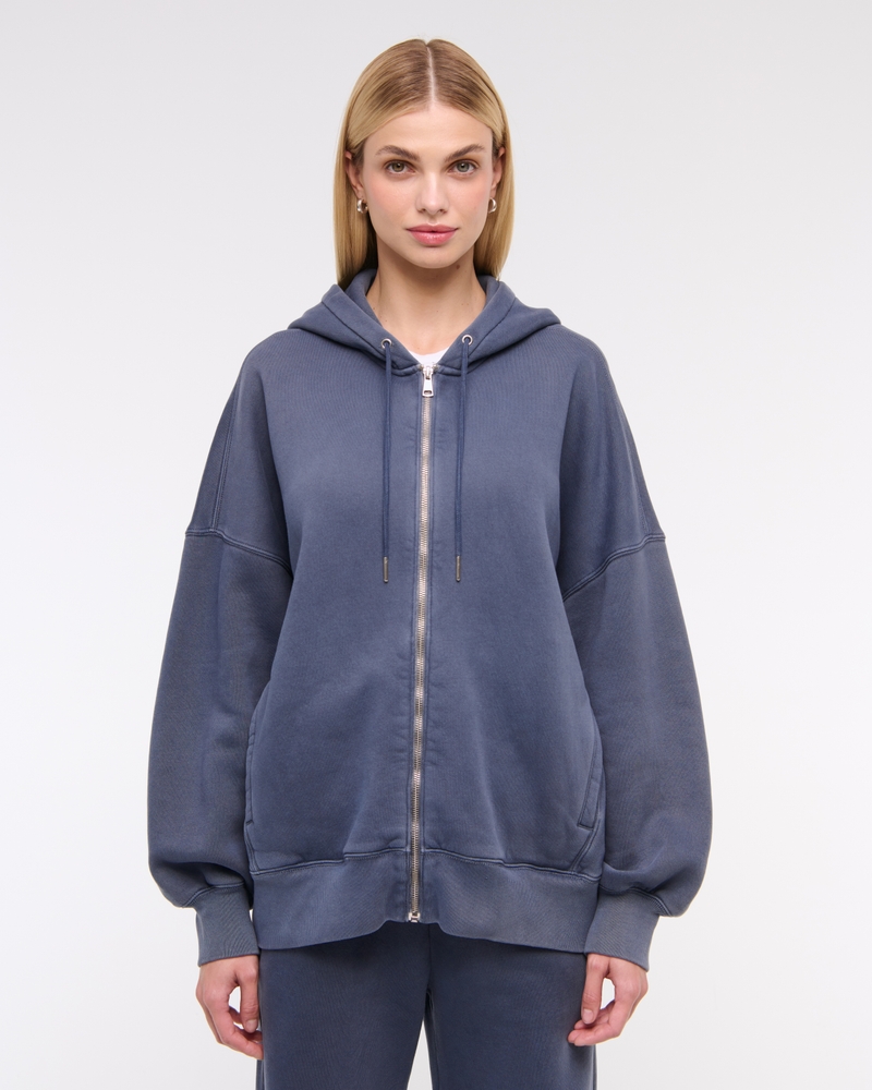 Essential Oversized Sunday Hooded Full-Zip(vintage indigo,XXS)