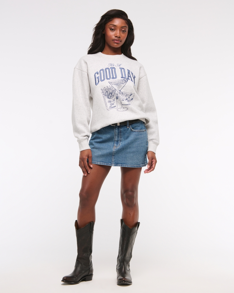 Good Day Graphic Vintage Sunday Crew(light gray,XXS)