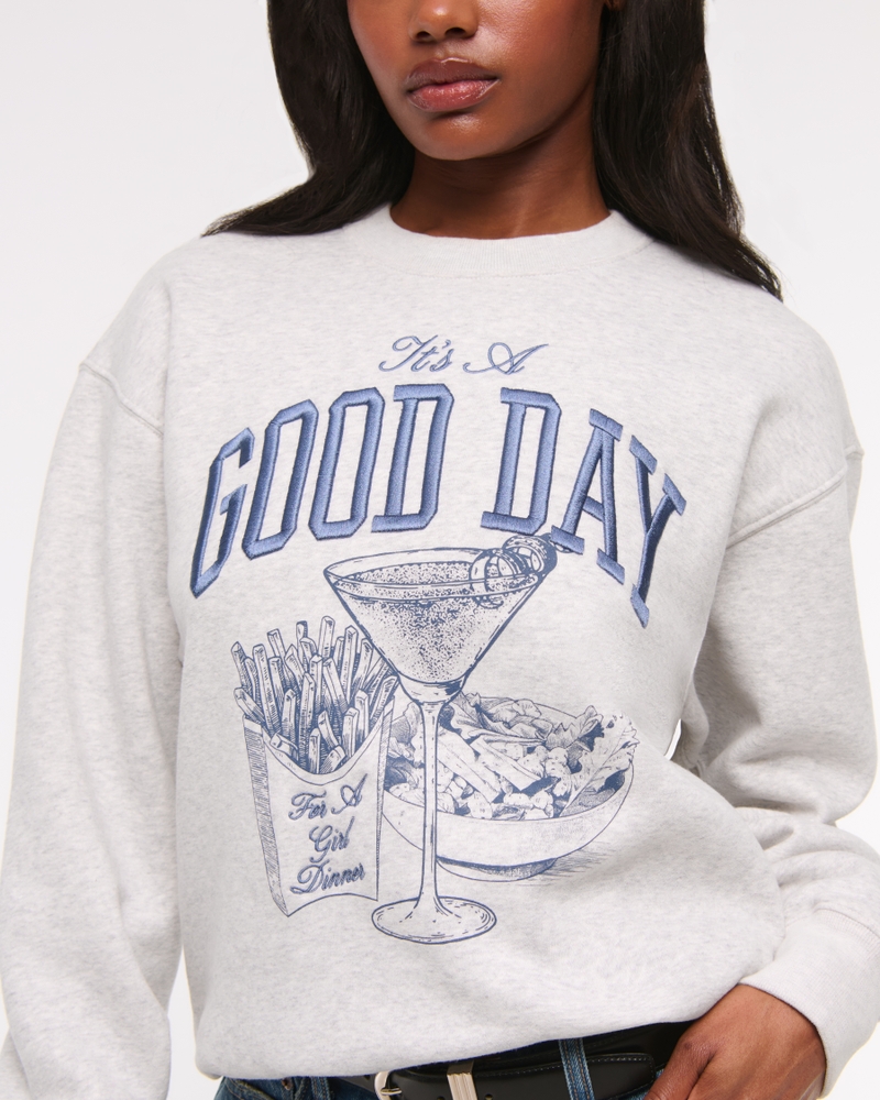 Good Day Graphic Vintage Sunday Crew(light gray,XXS)