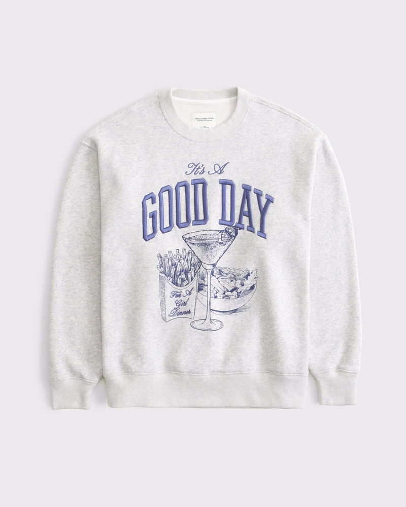 Good Day Graphic Vintage Sunday Crew(light gray,XXS)