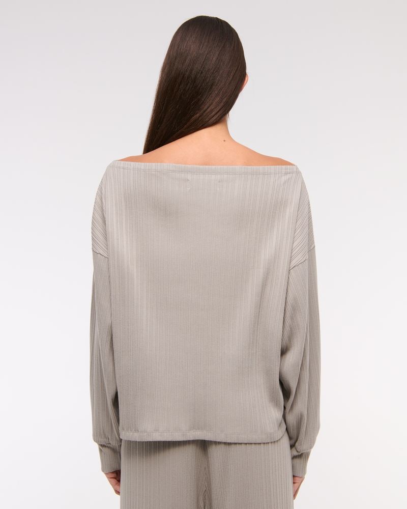 Long-Sleeve Lounge Wide Rib Slash Top(sand,XXS)
