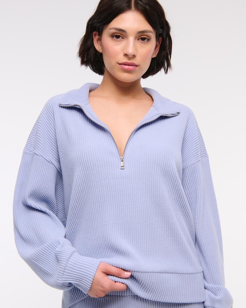 Lounge Brushed Rib Half-Zip(periwinkle,XXS/XS)