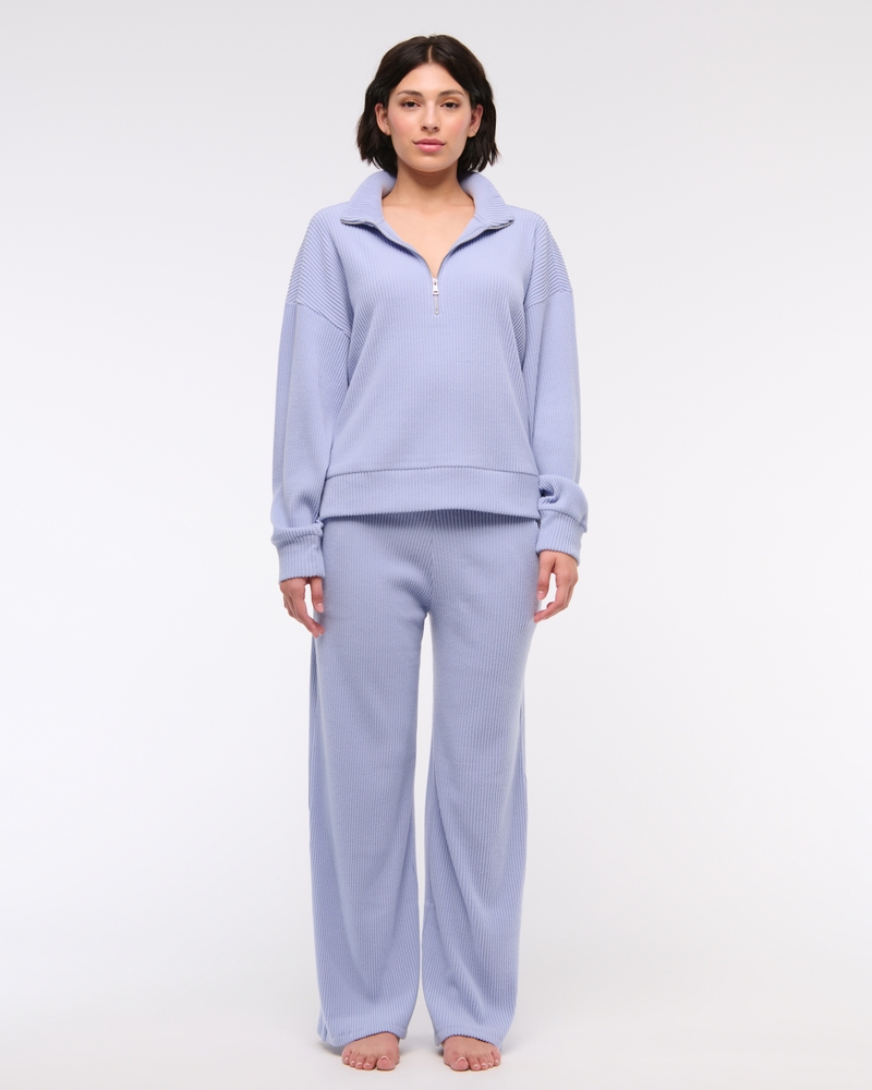 Lounge Brushed Rib Half-Zip(periwinkle,XXS/XS)