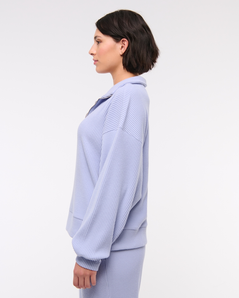 Lounge Brushed Rib Half-Zip(periwinkle,XXS/XS)