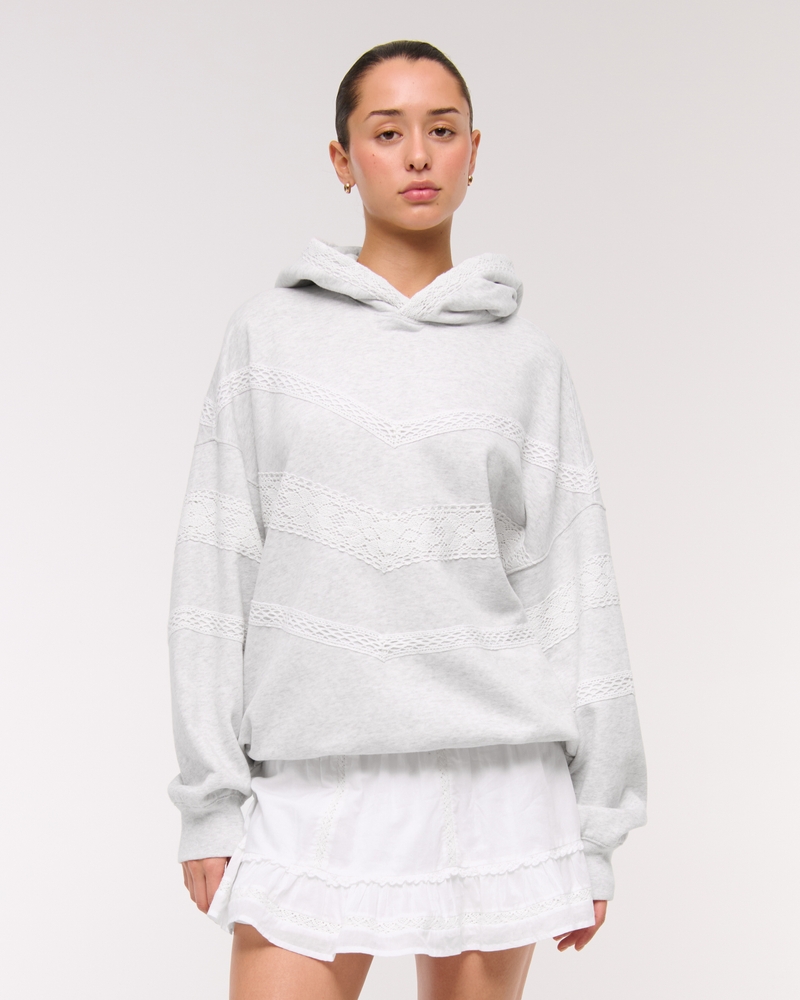 Lace-Trim Oversized Sunday Hoodie