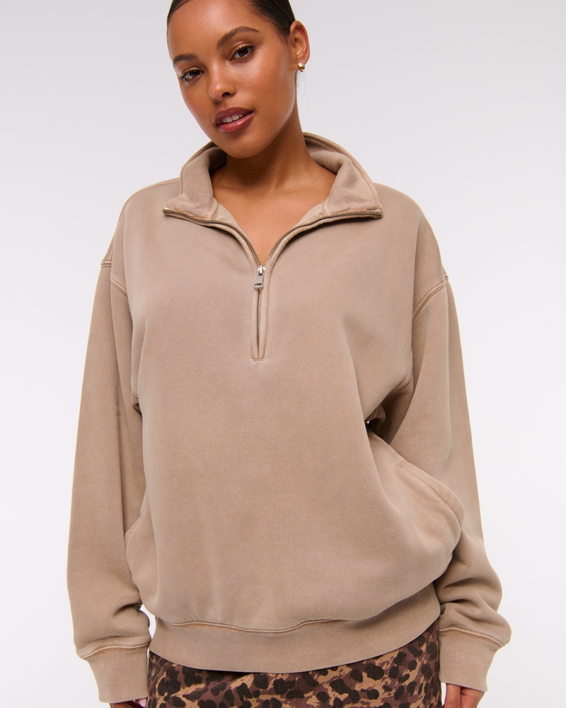 Essential Vintage Sunday Half-Zip(light brown,XXS)