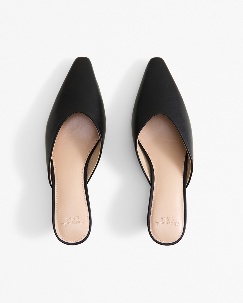 Pointed Toe Kitten Heel Mule Sandals(black,6.0)